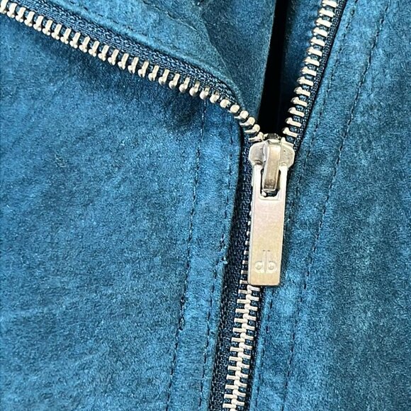 Dennis Basso Vintage Teal Suede Moto Jacket Plus Size3X Hipster Biker Style  For - Picture 3 of 8